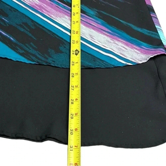80’s vintage RICKI’S wide layered diagonal striped tunic,twofer,disco vibe,hi lo - Picture 9 of 12